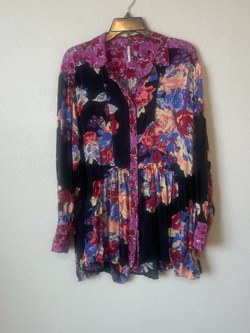 FREE PEOPLE "BRUNCH A BUNCH" TUNIC SHIRT size M